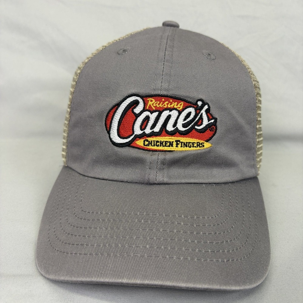 Raising Cane's Trucker Hat Snapback Unisex OSFM Grey Tan Mesh Logo Cap